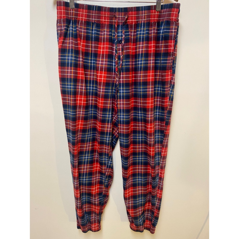Goodfellow & Co Pajama Pants Mens Large Red Plaid Flannel Joggers Side Pockets